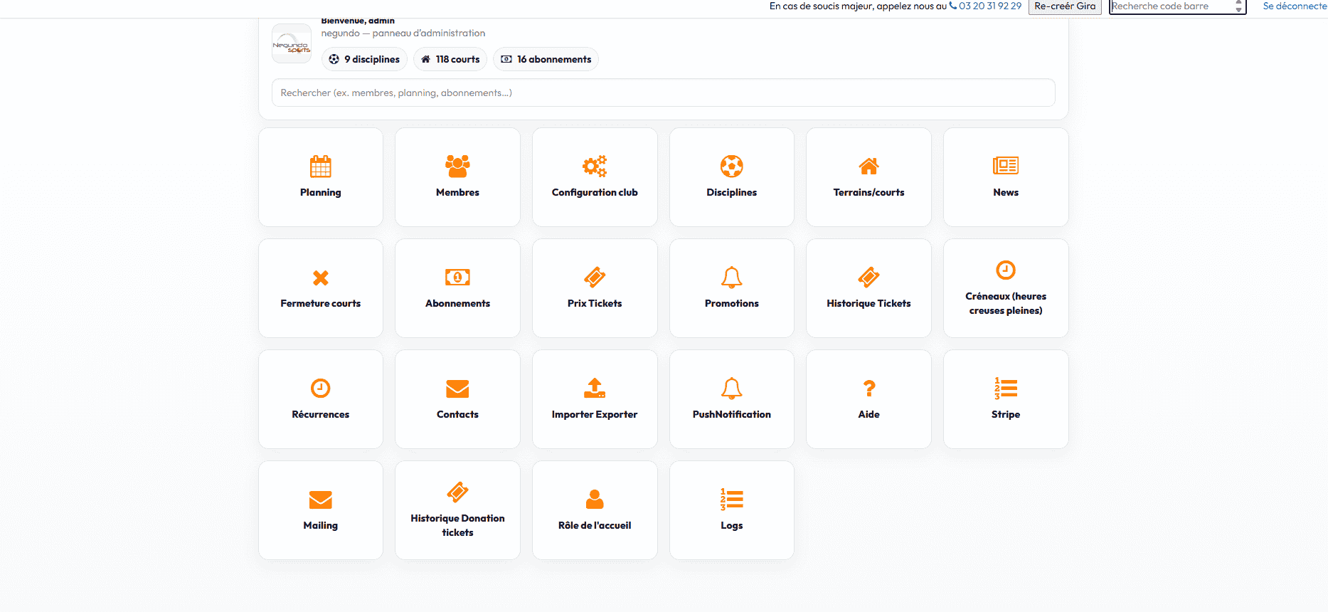 CourtAdmin sur desktop et mobile