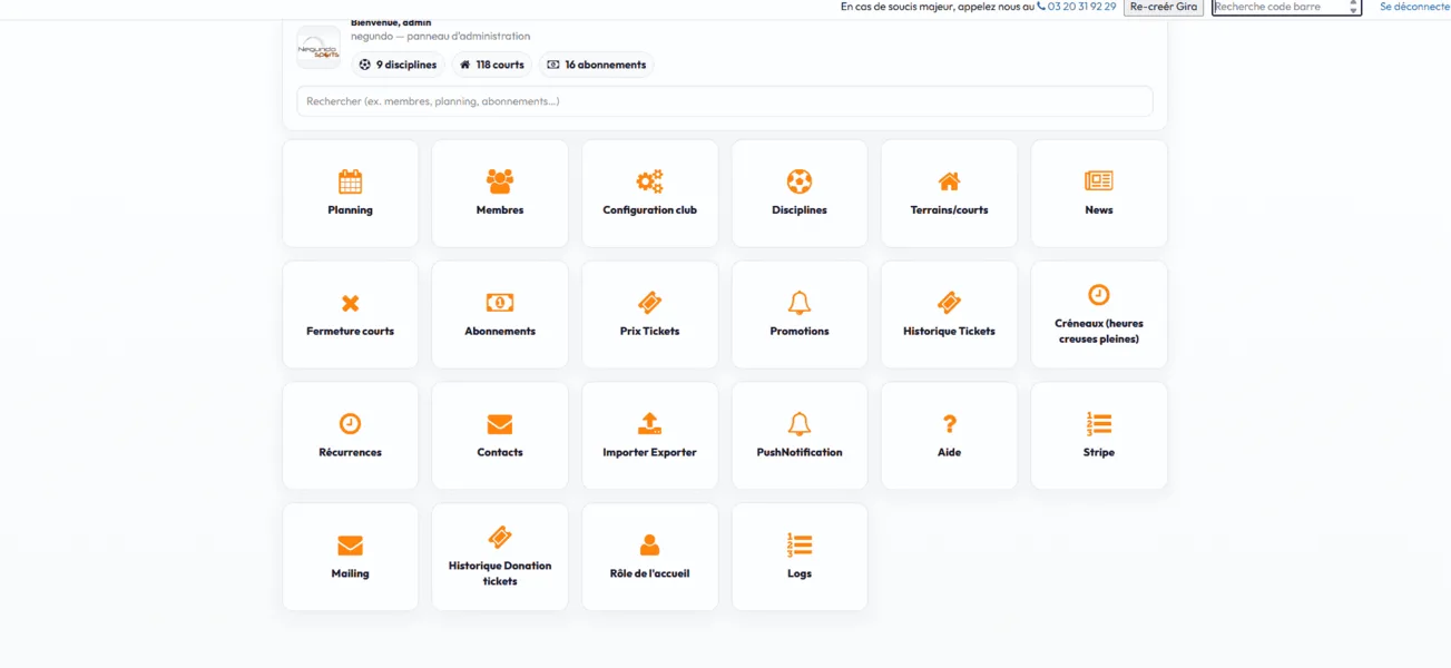 CourtAdmin sur desktop et mobile